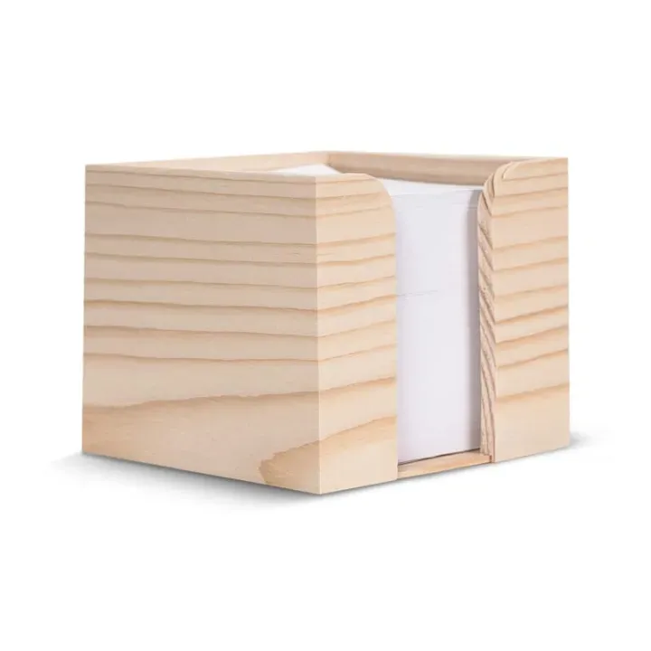 Paper pad 10x10x8.5cm FSC in wooden cube box  - LT91765 (N0094)